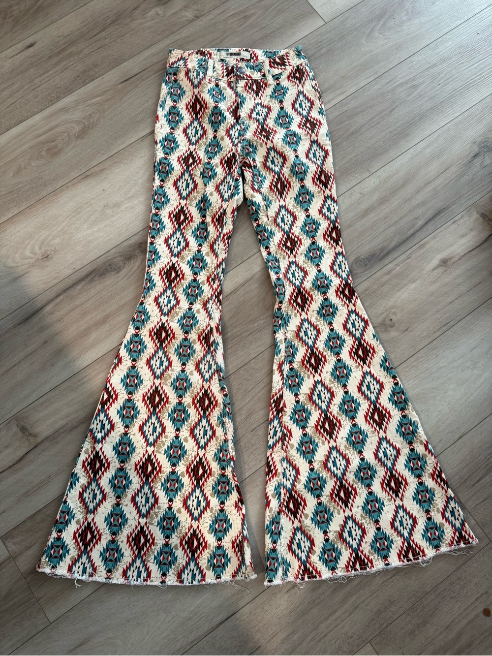 Rock & Roll Denim Aztec Bell Bottom Jeans 24x36 Western Stagecoach